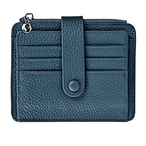 Faneam Kreditkartenetui aus Leder RFID-Schutz Kreditkartenetui Klein Geldbörse Leder Kleines Portemonnaie für Herren Damen Mini Kartenetui Leder mit Münzfach Reißverschluss,10 Kartenfächer,Dunkelgrün Cover
