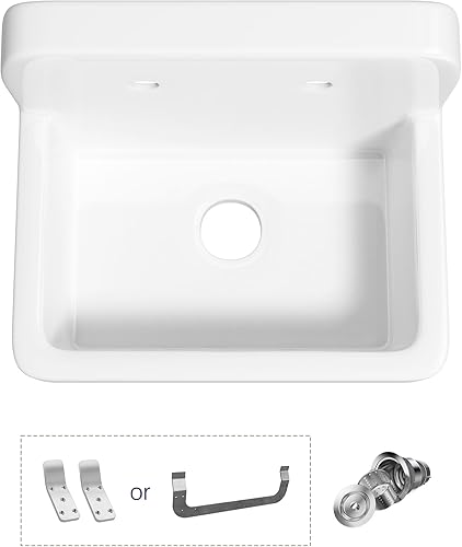 Eridanus Fregadero utilitario de 21 pulgadas, fregadero de baño rústico montado en la pared, fregaderos modernos sobre el mostrador, 21 x 16 x 18.5