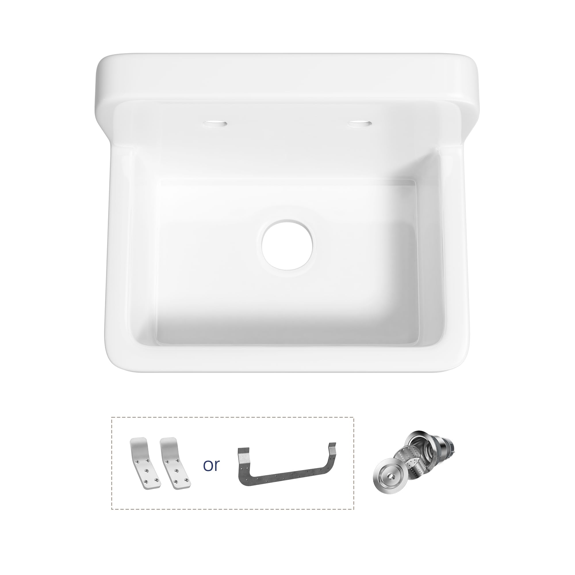 Eridanus 21 Inch Utility Sink, Wall Mounted Farmhouse Bathroom Sink, Modern Laundry Sinks Above Counter, 21" x 16" x 18.5" Floating Porcelain Ceramic