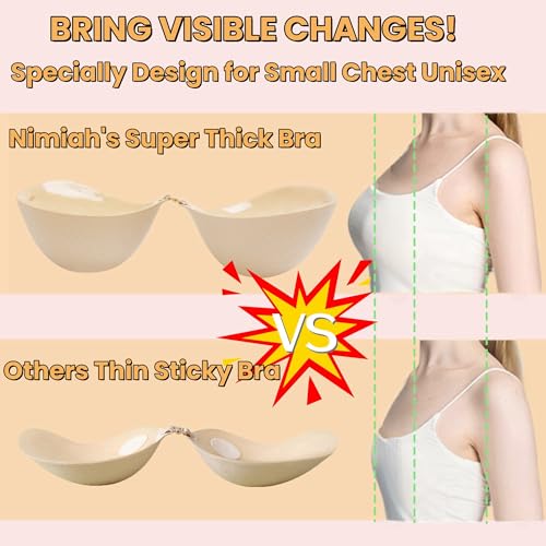 Nimiah Super Thick Adhesive Bra - Instant Volume Sticky Bra for Flat Chest Unisex, Mastectomy, Transgender Beginner3