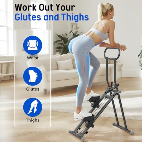 Image of Stair Stepper for Exercise at Home, Foldable Compact Space Cardio Vertical Climbing Stairs Machine, Stair Master with Adjustable Height Handle, Anti-Slip Pedal