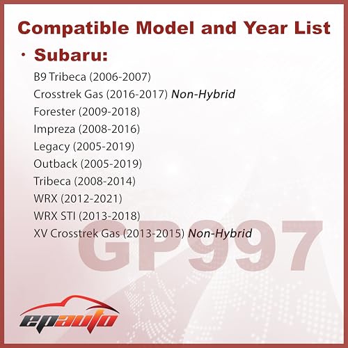 EPAuto GP997 (CA9997) Panel Engine Air Filter, Compatible with Subaru Impreza (2008-2016), Legacy (2005-2019), Outback (2005-2019), WRX (2015-2018), Forester (2009-2018), Tribeca (2008-2014)