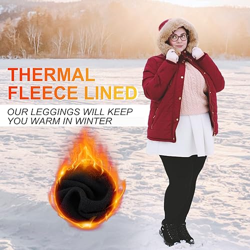 FULLSOFT 2 Pack Women's Plus Size Fleece Lined Leggings-Thermal High Waist Stretchy 1X-4X Yoga Pants for Winter Workout4