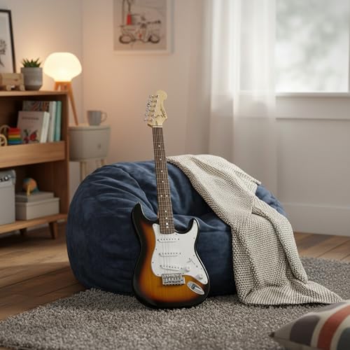 Image of Fender Squier 3 /4 Size Kids Mini Strat Electric Guitar Learn-to-Play Bundle with Tuner, Strap, Picks, Fender Play Online Lessons, and Austin Bazaar Instructional DVD - Brown Sunburst