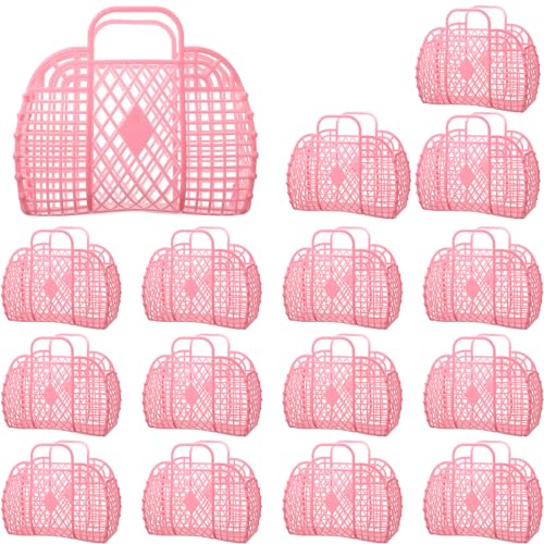 Panier de Pâques et sac de plage : lot de 16 sacs à main réutilisables en plastique pour cadeau fille