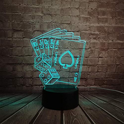 GRJAWN 3D Illusie Lamp Led Naast Tafellamp, Speelkaart Dobbelstenen Nachtlampje 16 Kleuren Auto Veranderende Touch… - Image 3