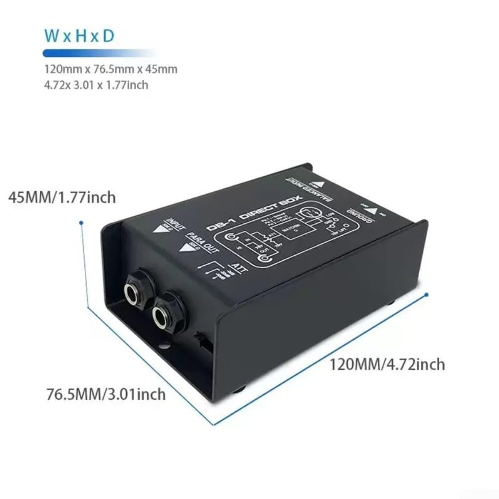 Box DI passivo, Eliminatore di ronzio audio, Splitter stereo DI Box per XLR Single Channel Audio System Altoparlanti Chitarra Basso