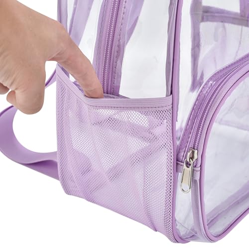 Image of Busiuw Clear Backpack for Stadium Events 12x12x6 with Front Pocket for Concert Sport Fashion Women Backpack Events Work Travel(Light purple)