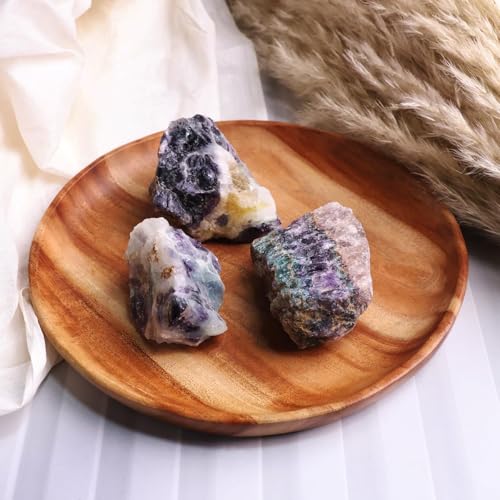 Image of Multi Fluorite Crystal Raw Stone for Meditation, Vastu Items & Feng Shui (500 Gm) | Healing Crystals for Mental Clarity & Focus | Vastu Decorative Showpiece for Spiritual Home Decoration (3-4 Pcs)