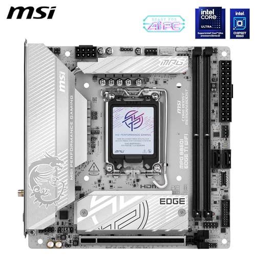 Scheda madre MPG B860I EDGE TI WIFI, Mini-ITX, supporta processori Intel Core Ultra (serie 2), LGA 1851-110A SPS VRM, DDR5 Memory Boost (8600+ MT/s OC), PCIe 5.0 x16, M.2 Gen5, Wi-Fi 7, LAN 5G - Scheda madre - Immagine 1