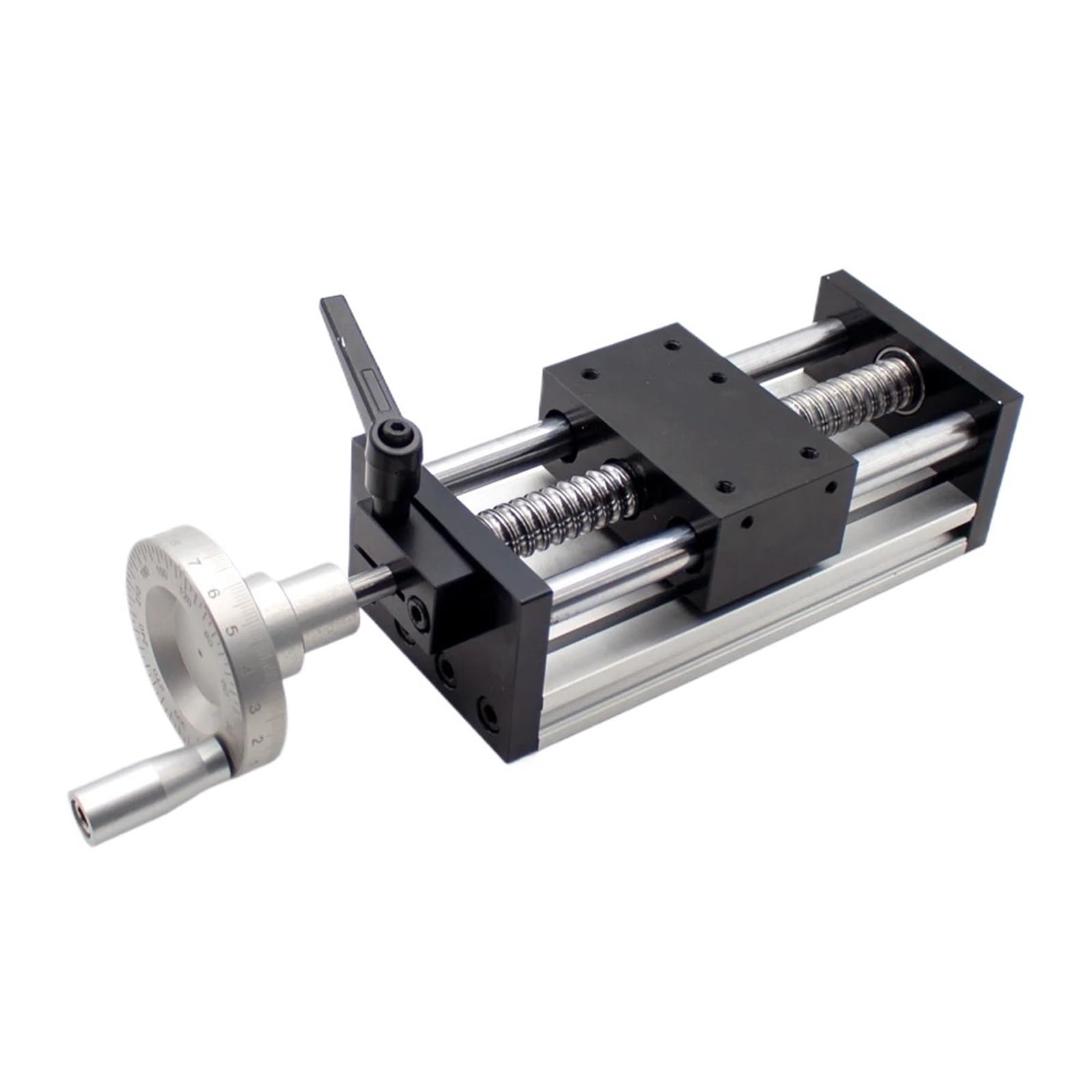 Dual Optical Axis Manual Sliding Table Rail Guide Ball Screw Linear Guide Slide Manual Displacement Slider Stroke 100mm with Precision Scale Hand Wheel