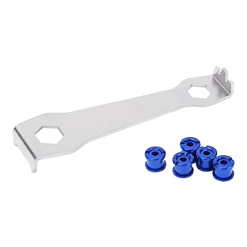 Bike Chainwheel Fixed Wrench, Aluminum Alloy Durable High Strength 4.9mm Corrosion Resistance MTB Bicycle Disc Screw for Fixed Sprocket for Crankset(Blue)
