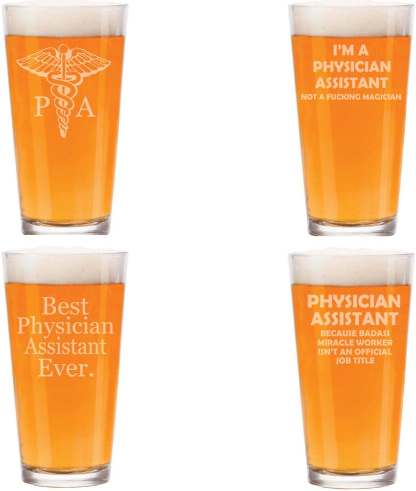 MIP 16 oz Beer Pint Glass Gift Set Of 4 Physician Assistant Collection
