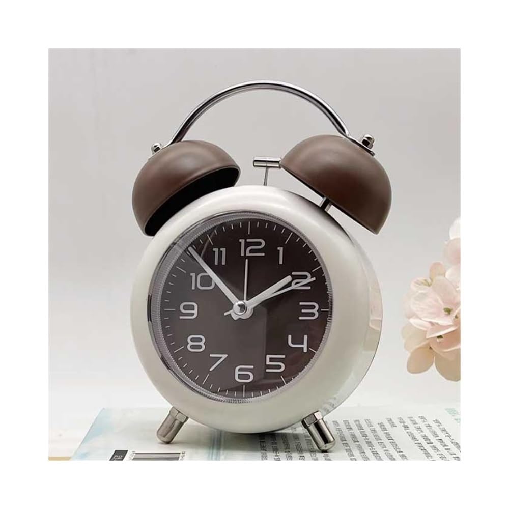 J9V4G6S3B5 Desk Clock Analog Alarm Clock Silent Non Ticking Battery Operated for Office Living Room Bedroom School Bedside Desk Multifunctional analogue alarm clock(Bruin)