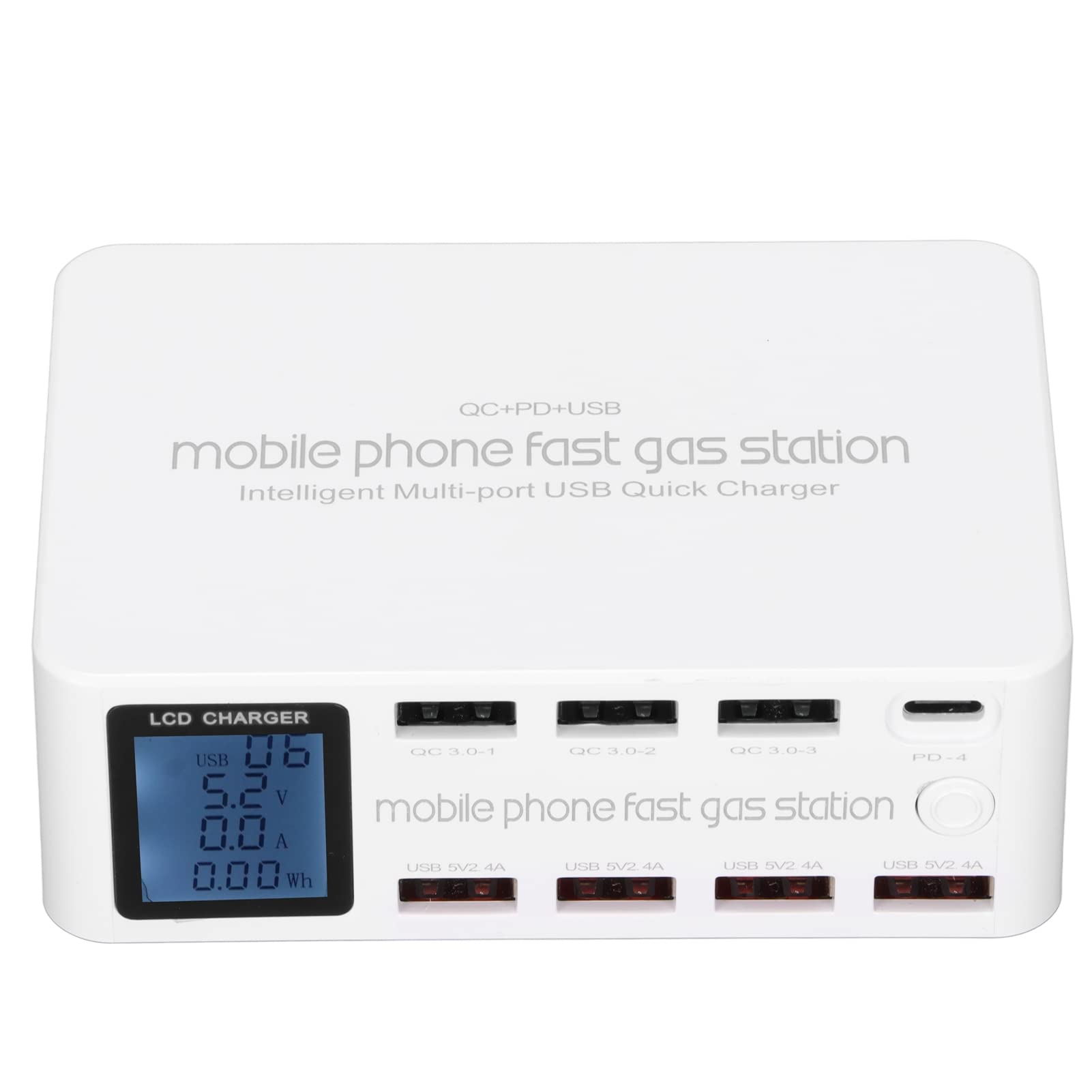 Estación de Carga múltiple Inteligente Cargador de Pantalla LCD de 8 Puertos WLX-818D Estación de Carga USB multipuerto de 100 W para teléfonos Cargador de Pantalla LCD multipuerto(ME)