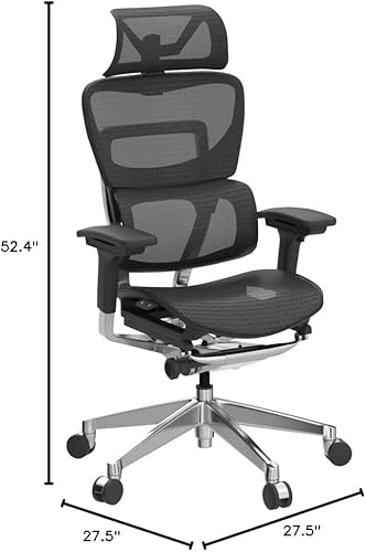 Miniatura 3 de Odinlake 743-Plus Office 350 libras, malla ergonómica resistente, soporte lumbar giratorio para computadora de respaldo alto y brazos 4D, asiento