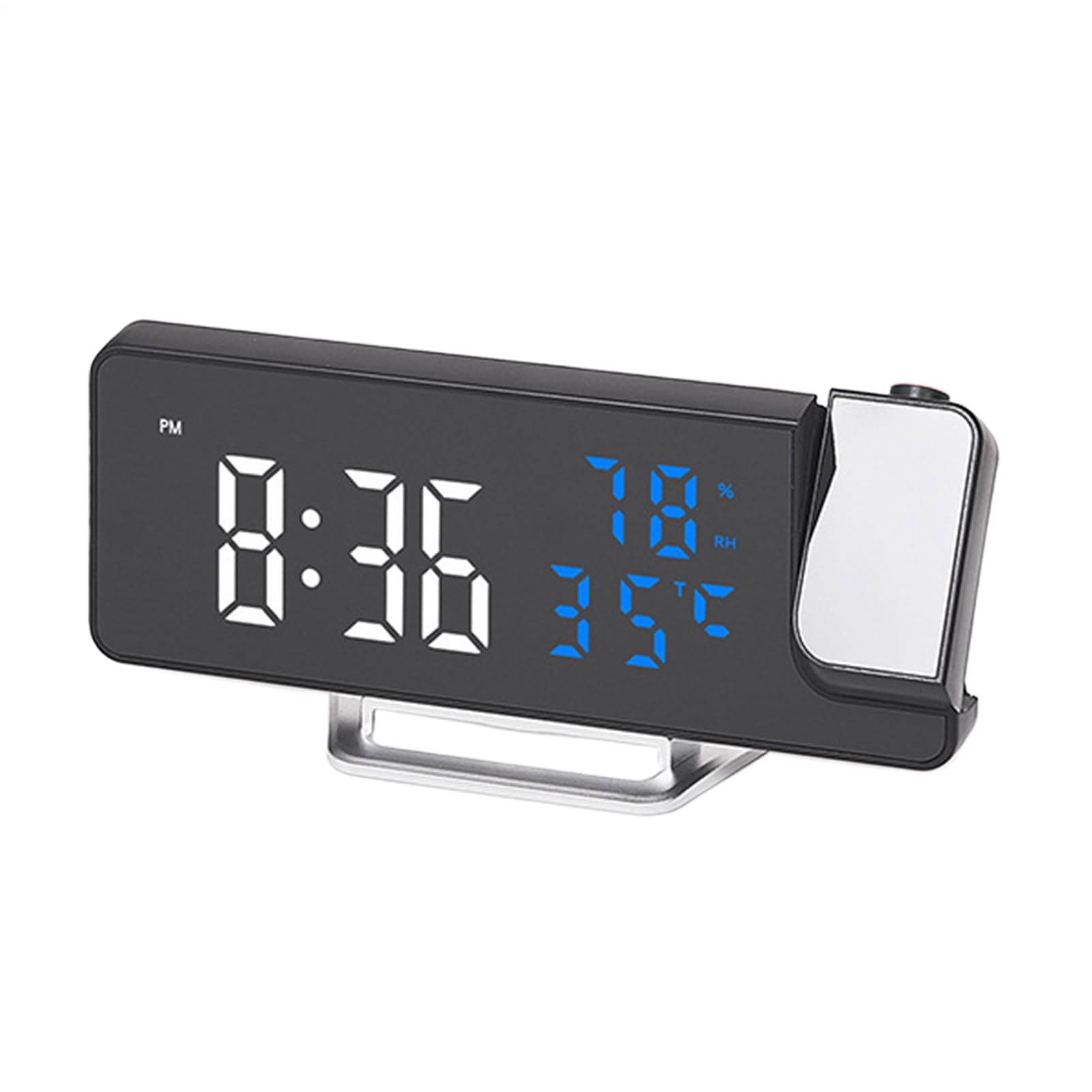 Alarma con proyección digital: reloj con pantalla giratoria ajustable, temporizador LED compacto, sensores de temperatura y humedad | Gadget para la habitación de oficina en casa de diseño elegante