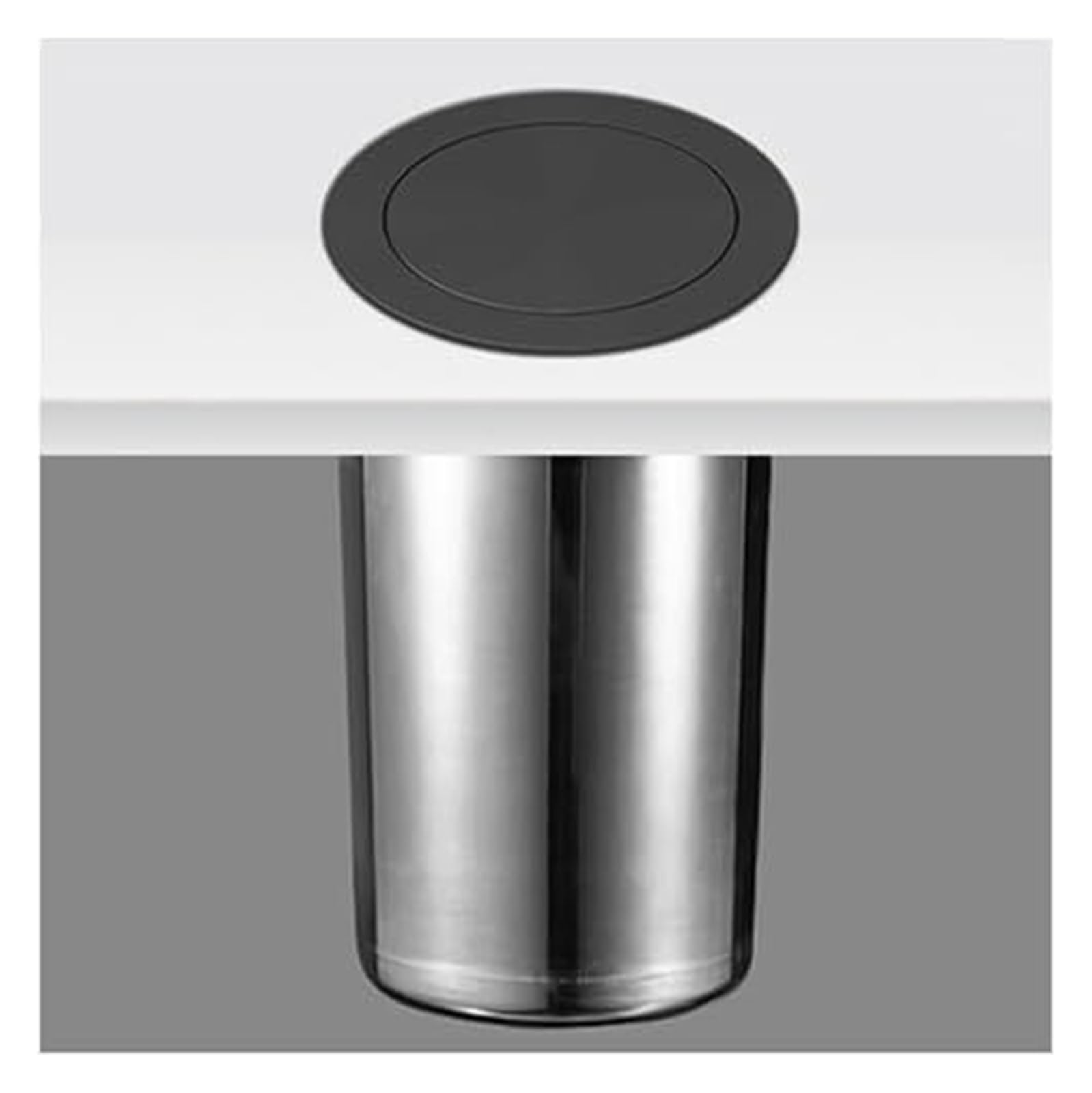 Built-in Countertop Trash Bin Lid， Countertop Built-in Kitchen Cabinet Trash Can Cover(Black,Lid+bucket)