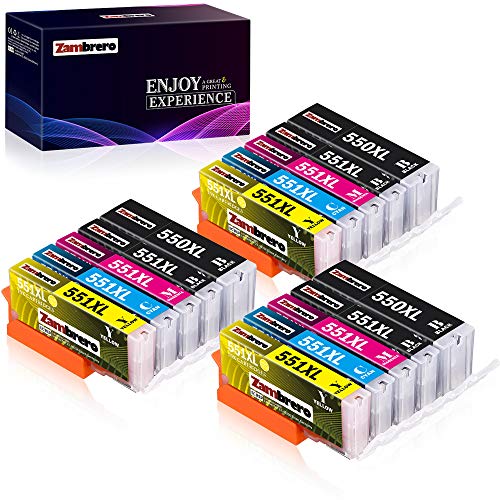 Zambrero PGI-550 CLI-551 Reemplazo para Canon 550XL 551XL Cartuchos de tinta Compatible con Canon PIXMA IP7250 IP8750 MX925 MG5650 IX6850 MX725 MG5550 MG6350 MG6450 MX920 (15 unidades)