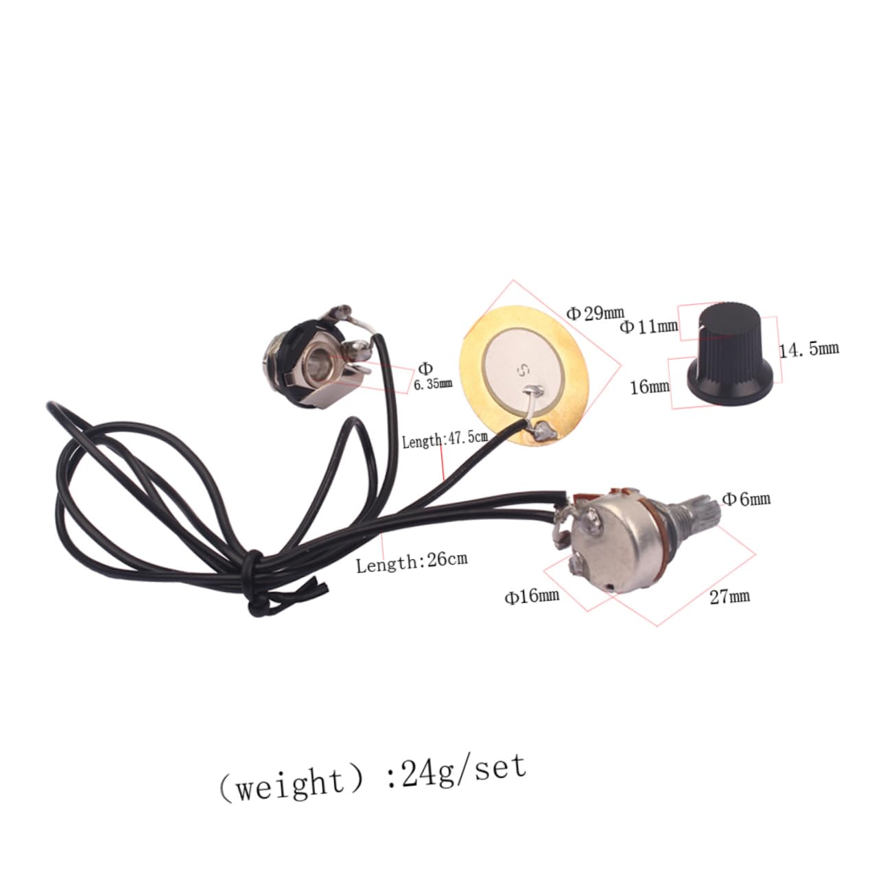 ERINGOGO Pickup Wiring Kit for Box Guitars Wiring Harness for Easy Installation Acoustic Instruments No Soldering Required Compatible with Violin Mandolin Banjo