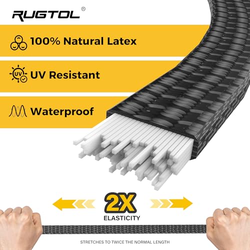 Image of Rugtol Bungee Cords with Hooks, 48 Inch Adjustable Flat Bungee Straps with Quick Release Buckle, Rubber Black Heavy Duty Elastic Cords with Metal Hooks for Bike Rack, Outdoor, Camping, Tarp, 6 Pack