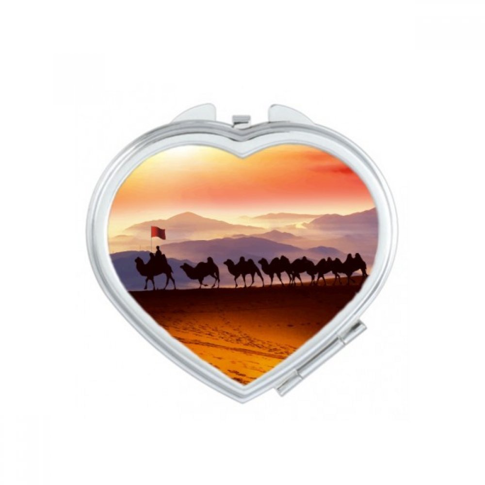 Miroir de poche mignon cadeau portable à la main motif chameau voyage multicolore