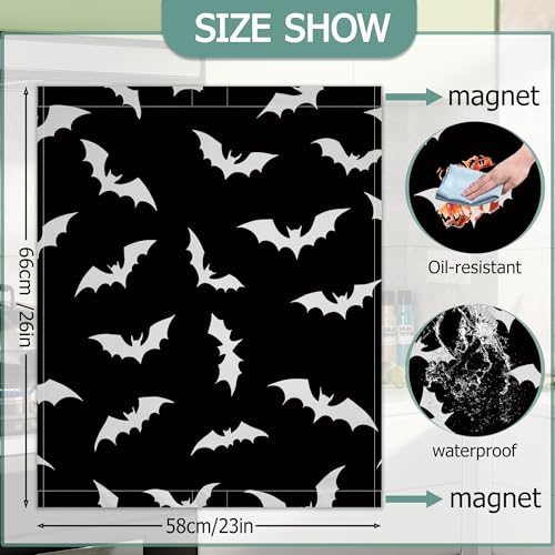 Image of Halloween Bats Dishwasher Covers for The Front Magnetic,Gothic Refrigerator Magnets Decoration,Reusable Dishwasher Cover Panel for Home Kitchen Decor 23x26 Inch