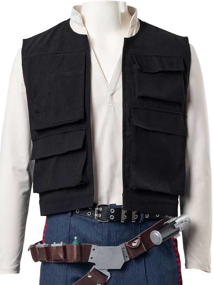 CosFantasy Mens Utility Cargo Vest Black Cosplay Vest Jackets Costume Multi Pockets