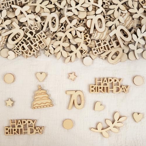 HOLDLEAF 200 Stück Holz Streudeko 70. Geburtstag, Konfetti Geburtstag...
