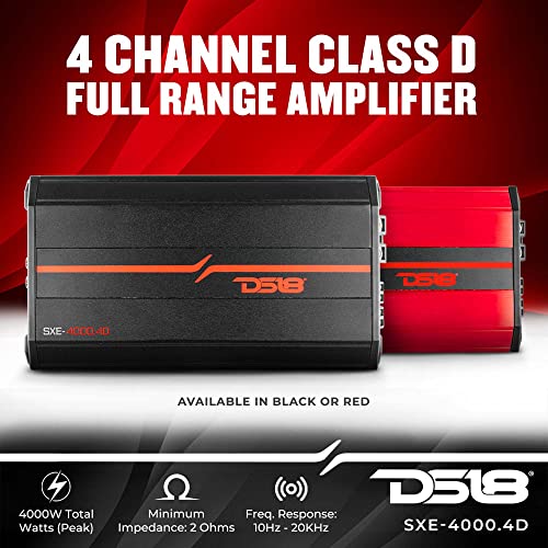 Ds18 Sxe-4000.4D/Rd Car Amplifier Stereo Full-Range Class D 4-Channel 275X4 Rms @4 Ohm 4000 Watts - Powerful And Compact Amp For Speakers In Car Audio System #TOP1