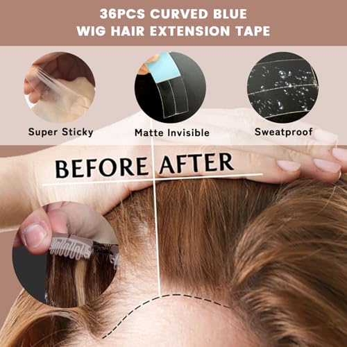 36PCS Waterproof Lace Tape for Hairpiece Wig Tape Adhesive Double-Sided Waterproof Lace Wigs Lace Tape for Wigs Toupees Hair Pieces and Hair Extension The Front Of Lace Supports Wigs Tape - Image 4