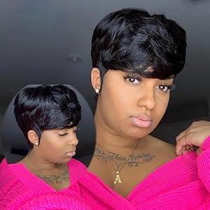 FCHW-wig Short Hair Wigs For Black Women Short Pixie Cuts Wigs For Black Women Short Straight Ladies Wigs Synthetic Short Wigs For Women African American Women Wigs (SW2116)