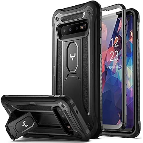 YOUMAKER Designed for Samsung Galaxy S10 6.1 inch (2019) Case with Built-in Screen Protector Kickstand Full Body Heavy Duty Shockproof Rugged Bumper Dual Layer Protector Rugged Phone Cover-Black Cover