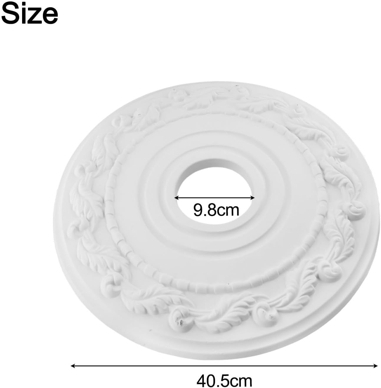 16 Inch Round Ceiling Medallion Light Fixtures & Fans, Retro PU Decorative to Imperfections, White Finish, 406mm Outer Diameter Home Decor