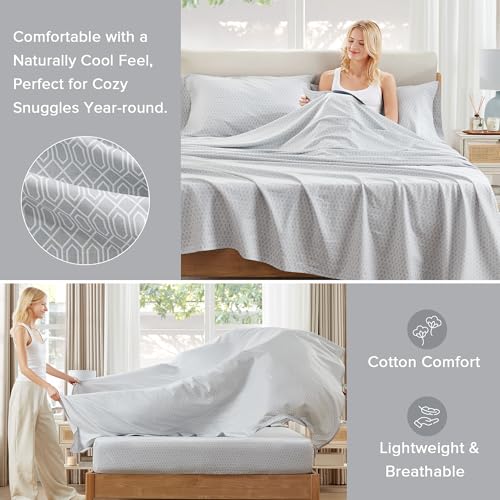 Comfort Spaces 100% Cotton Sheet Set Breathable, Lightweight, Soft with 12" Elastic Pocket Fits up to 14" Mattress, All Season Cozy Bedding, Matching Pillow Case, Twin Diamond Taupe 3 Piece