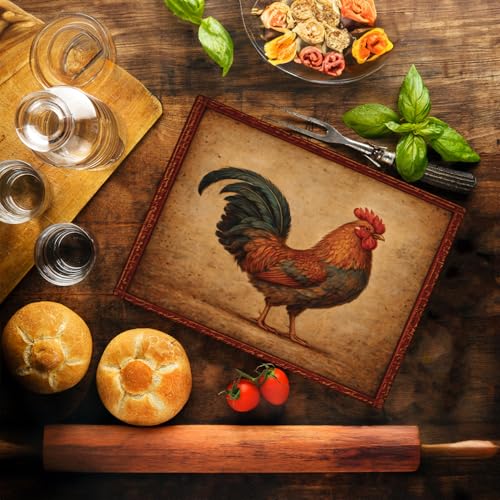 Tabla de Cortar de Vidrio Templado con Diseño de Gallo Animal para Cocina, 40.64 cm x 30.48 cm miniatura 2