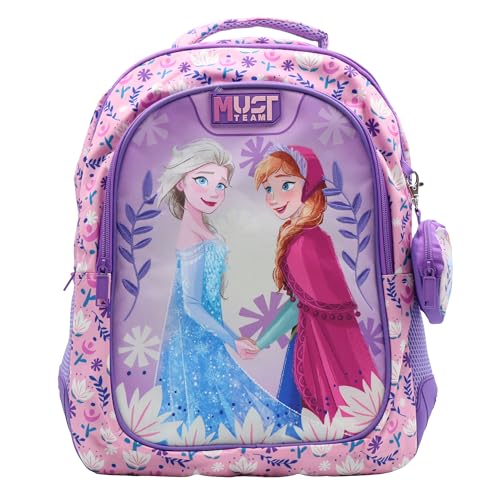 Disney Frozen Girls Backpack for Elementary School Bag with 3-Compartments | Girls Daypack for Travel & Everyday Use | Padded Reflective Straps & Side Water Bottle Pockets