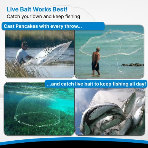 BasicGear® Pancake® Cast Net, 12ft Radius, 3/16 Mesh, 1.25lb, for Bait Fish - image 4