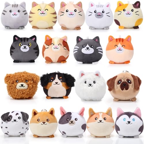 18 Pcs Mini Stuffed Animals Bulk Small Plush Cat Puppy 3.15 Inch ...