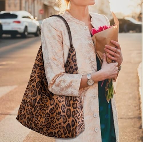YFGBCX Leopard Tote Bag for Women Cheetah Purse Brown Vintage Hobo Bag Large Capacity Work Tote Bag4