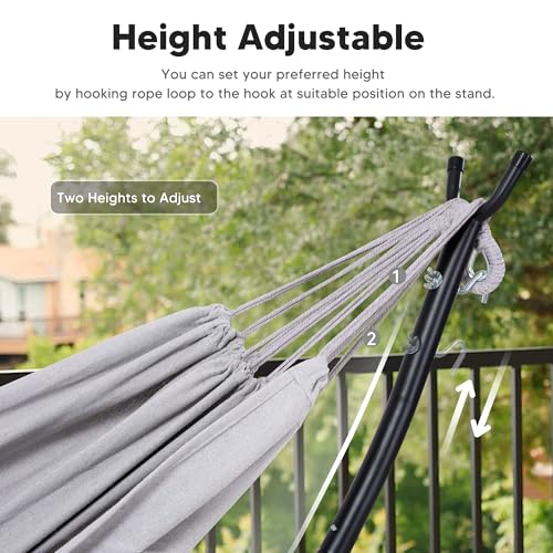 Image of SUNCREAT Stand Alone Hammocks for Outside, 2 Person Self Standing Hammock, Light Gray