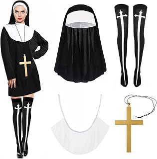 Halloween Nun Costume Accessory Set Cross stockings set with nun headscarf Costumes Set