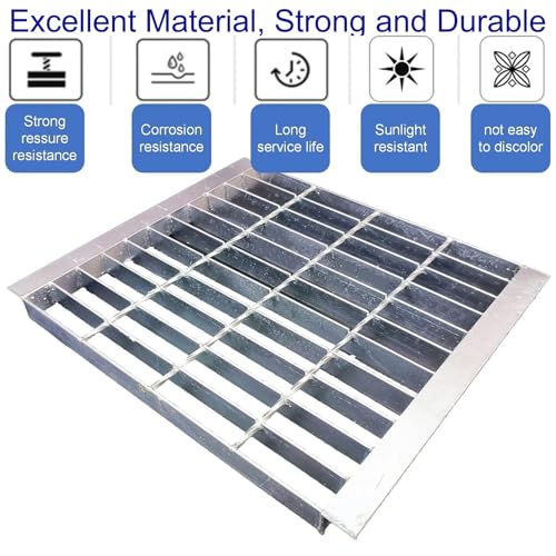 Image of Galvanized Steel Drain Grate with Lip, Channel Cover 16x16 in