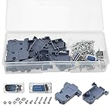 XLX 10Pcs(5 Pair) DB9 9 Pin Female to Male Solder Type Connectors And 10Set Gray Plastic Hoods Complete Set Of Crimp Connector Assortment Kit