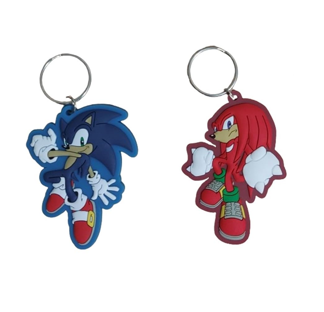 Pyramid International Unisex Multicolor Pack Of 2 - Sonic Keychain Sonic The Hedgehog & Knuckles Keyring