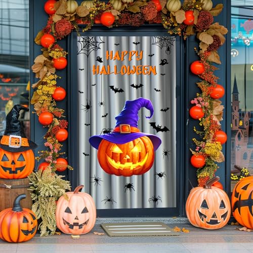 Vinilo decorativo Halloween grande con calabaza y murciélago miniatura 3