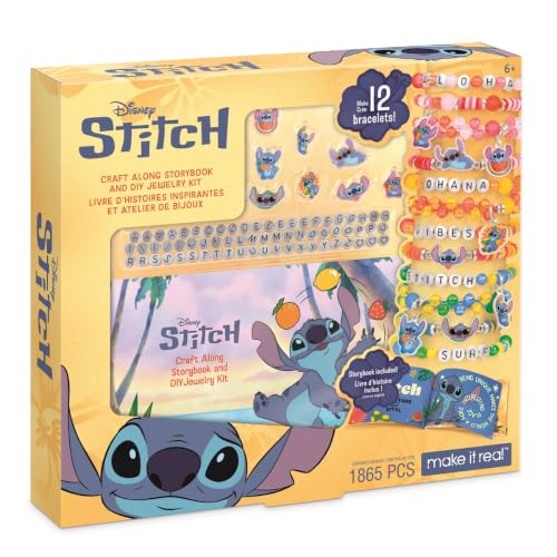 Make It Real 2904232 Stitch DIY Geschichtenbuch und Schmuckset, ab 8 Jahren