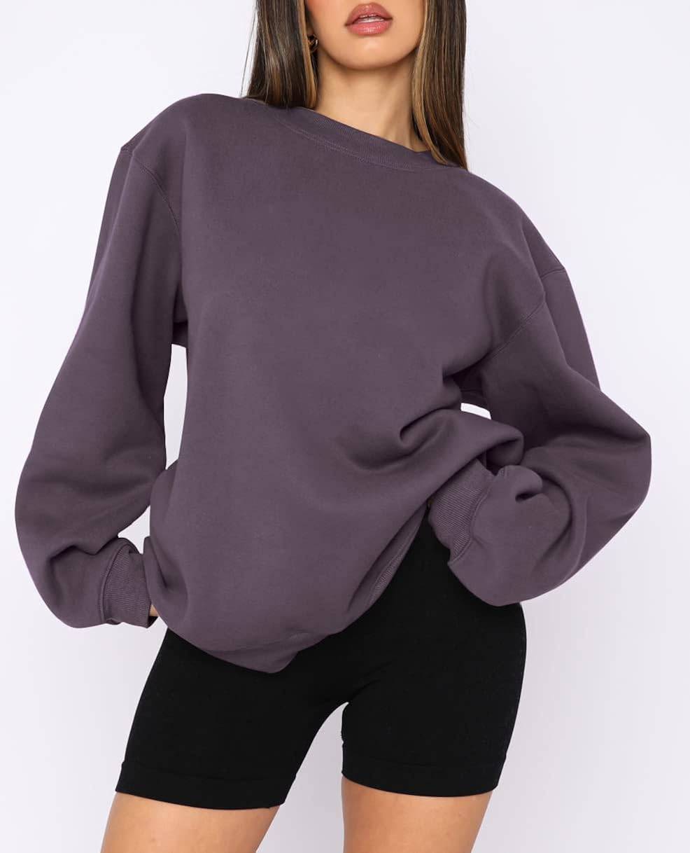 Vista 3 de Beaully Women's Oversized Crewneck Long Sleeve Sweatshirts Casual Solid Pullover Sweatshirt Tops Shirts