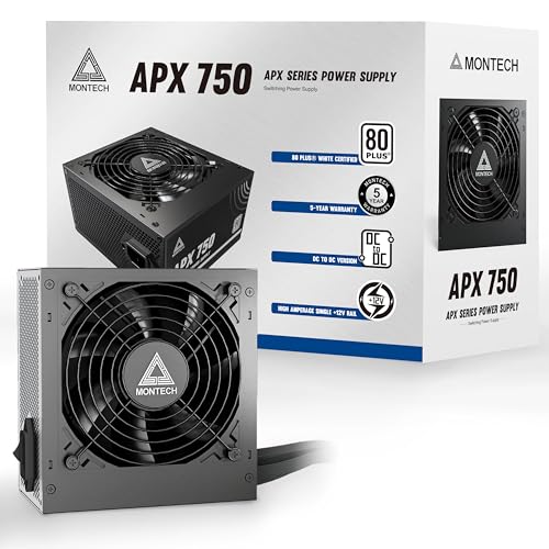 Image of MONTECH APX 750W-Non-Modular Power Supply-80 Plus White Certified-Intel ATX12V-DC-to-DC Converter Technology- Flat Cable Design to Enhance Thermal efficiency-120mm Fan- 5-Year Warranty (APX 750W)