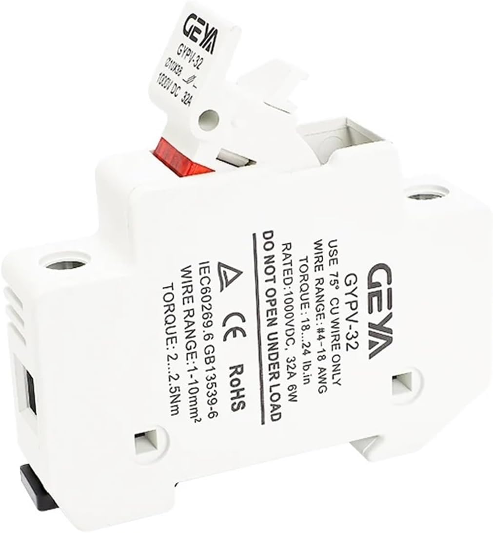 1P Fuse Holder with LED Indiactor for 10 * 38mm PV Fuse Link Solar PV System Protection 10A 15A 20A 25A 30A Fuse Link(15A Fuse with Holder)